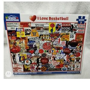 White Mountain Puzzles I Love Basketball 1000 Piece Jigsaw Puzzle‎ 1772 USA New
